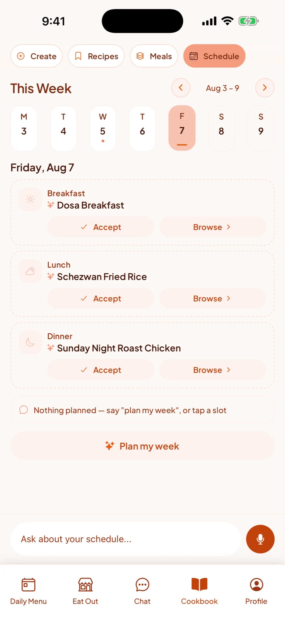 This Week in your Cookbook: breakfast, lunch and dinner planned for Friday